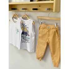 NK Kids Erkek Bebek Lastikli Paça Pantolon 62714 Kahverengi