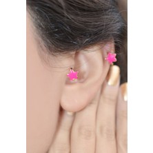 Sacce Scarves&Accessories Pembe Yıldız Tragus Helix Piercing Mini Küpe
