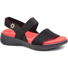 Lider Shoes Lider 300 Siyah Kırmızı Kadın Sandalet