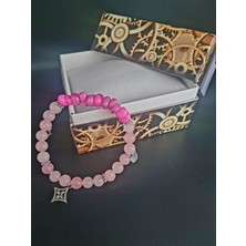 Gümüştel El Sanatları Doğal Taş Bileklik Özel Tasarım Pembe Kuvars Sedef Doğal Taş Aaa Kalite Sürpriz Hediyeli