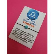 Gümüştel El Sanatları Terazi Burcu Turkuaz Doğal Taş Ip Burç Bilekliği