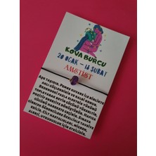 Gümüştel El Sanatları Kova Burcu Ametist Doğal Taşlı Ip Burç Bilekliği