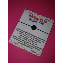 Gümüştel El Sanatları Obsidyen Taşı Bileklik Ayyıldız Desenli Ipli Ayarlamalı