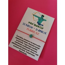 Gümüştel El Sanatları Yay Burcu Turkuaz Doğal Taşlı Ip Burç Bilekliği