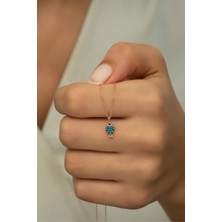 Nereze 925 Ayar Gümüş Minik Turkuaz Taşlı Balık Kolye