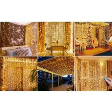 Robeve 2x2 Metre 8 Fonksiyonlu Animasyonlu Perde LED Işık Kalın Telli Saçak LED Işık 240 LED Yılbaşı Işık Saçak Süsleme