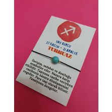 Gümüştel El Sanatları Yay Burcu Turkuaz Doğal Taş Ip Burç Bilekliği