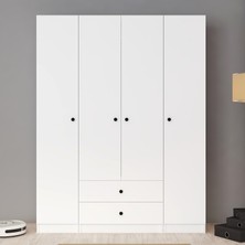 Ferniso Mobilya 4 Kapak 2 Çekemceli Gardrop Beyaz