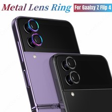 Samsung Galaxy Z Flip 4 5g Uyumlu Metal Temperli Cam Lens Koruyucu Siyah