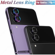 Samsung Galaxy Z Flip 4 5g Uyumlu Metal Temperli Cam Lens Koruyucu Gümüş