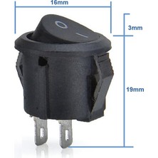 Alkatronik Yuvarlak 2 Pin Anahtar Rocker Switch Mini Buton Kcd1 Siyah 16MM