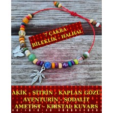 Gümüştel El Sanatları 7 Çakra Doğal Taş Tasarım Sallantılı Halhal Sürpriz Hediyeli