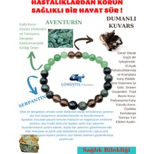 Gümüştel El Sanatları Sağlık ve Şifa Tılsım Bilekliği Aventurin-Dumanlı Kuvars-Serpantin Taşı Uniseks Doğaltaş Bileklik