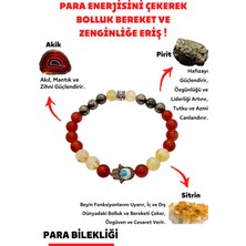 Gümüştel El Sanatları Para Bereket ve Zenginlik Doğal Taş Tılsım Bilekliği Pirit Sitrin Akik Doğaltaş Kadın Erkek Bileklik