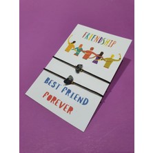 Gümüştel El Sanatları Dostluk Obsidyen Doğal Taşlı Ip Bileklik