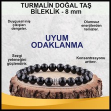 Gümüştel El Sanatları Siyah Turmalin Doğal Taş Bileklik 8 mm