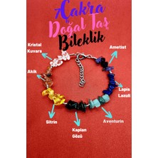 Gümüştel El Sanatları Doğal Taş 7 Çakra Bilekliği Kristal Kuvars, Ametist, Lapis , Aventurin, Kaplan Gözü, Sitrin, Akik