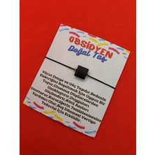 Gümüştel El Sanatları Obsidyen Taşı Bileklik Ayarlamalı Kare Ipli