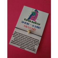 Gümüştel El Sanatları Kova Burcu Amazonit Doğal Taşlı Ip Burç Bilekliği