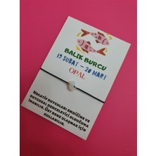 Gümüştel El Sanatları Balık Burcu Opal Doğal Taşlı Ip Burç Bilekliği