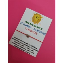 Gümüştel El Sanatları Aslan Burcu Turmalin Doğal Taşlı Ip Burç Bilekliği