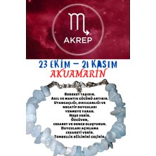 Gümüştel El Sanatları Burç Taşı Akrep Burcu Akuamarin Taşı Bileklik