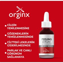 Orginx Canlandırıcı & Cilt Tonu Eşitleyici Yüz Kırmızı Peeling Serum 30 ml (Aha 10% + Bha 2%)