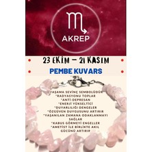 Gümüştel El Sanatları Burç Taşı Akrep Burcu Pembe Kuvars Taşı Bileklik