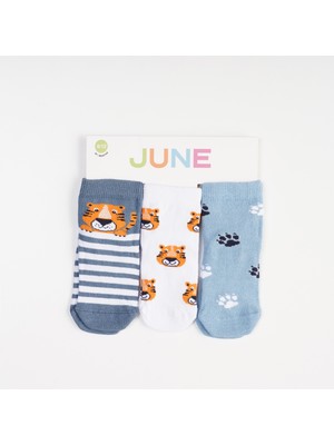 June 3 Lü Paket Desenli Soket Çorap