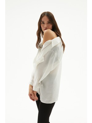 June Düşük Omuz Oversize Gömlek