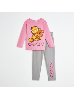 June Kız Çocuk Garfield Lisanslı Penye Pijama Takımı