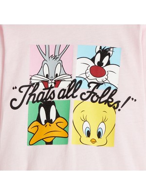 June Kız Çocuk Looney Tunes Lisanslı Penye Pijama Takımı