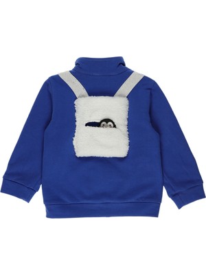Panço Erkek Bebek Penguen Peluş Cepli Sweatshirt