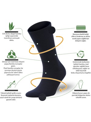 Livando 6'li Kadın Bambu Siyah Çorap - Uzun