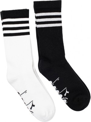 Diadora 2 Pack Striped Crew Socks M Siyah Beyaz Erkek 2li Çorap - D202531-955