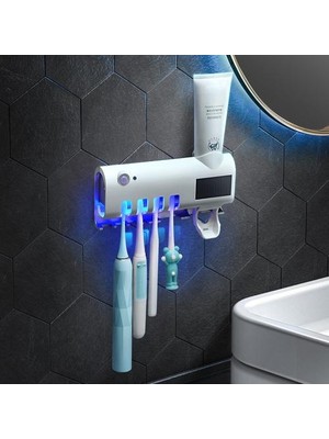 Haitun Yeni Moda Otomatik Diş Macunu Dağıtıcı Diş Fırçası Tutucu Banyo Ürünleri Duvar Montaj Raf Banyo Seti Diş Macunu Sıkacağı (Yurt Dışından)
