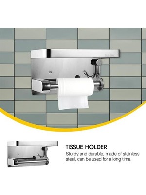 Haitun Paslanmaz Çelik Doku Tutucu Duvara Monte Rulo Kağıt Tutucular Tuvalet Rulo Kağıt Depolama Raf Punch Ücretsiz Havlu Tutucu (Gümüş) (Yurt Dışından)