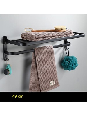 Haitun 49 cm Siyah Havlu Tutucu Banyo Flotable Havlu Raf Raf Depolama ile Duvara Monte Havlu Askı Havlu Kanca Siyah | Havlu Barlar (Yurt Dışından)