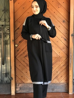 Aysun Aydemir Tesettür Gümüş Detaylı Tek Üst Eşofman