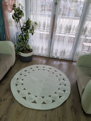 Halımax Milda Jüt Hasırlı Örgü Kilim Beyaz 70