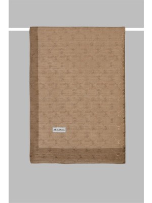 Armanda Zincir Monogram Desenli Şal 3042-Camel