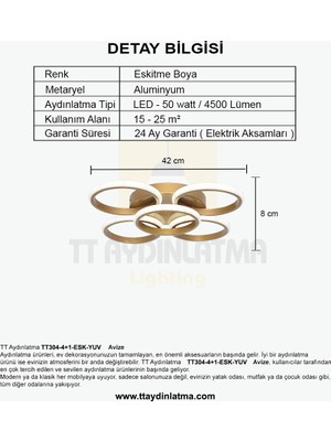 TT Aydınlatma TT304-4+1-ESK Yuvarlak Tt Aydınlatma Eskitme Boyalı 5 Li LED Avize