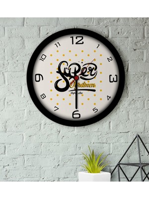 BK Kişiye Özel Süper Öğretmen Ahşap Duvar Saati-1