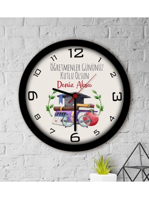 Bk Gift Kişiye Özel Öğretmenler Günü Tasarımlı Ahşap Duvar Saati-3