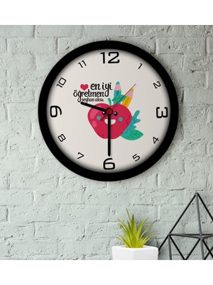 BK Kişiye Özel En Iyi Öğretmen Ahşap Duvar Saati-11