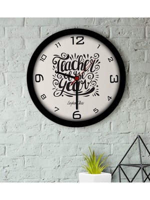 BK Kişiye Özel Yılın Öğretmeni Ahşap Duvar Saati-1