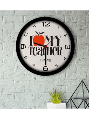 BK Kişiye Özel Öğretmenimi Seviyorum Ahşap Duvar Saati-3