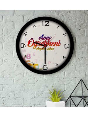 BK Kişiye Özel Sınıf Öğretmeni Ahşap Duvar Saati-12