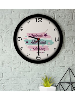 BK Kişiye Özel Öğretmenler Gününüz Kutlu Olsun Ahşap Duvar Saati-4