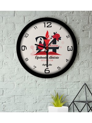 BK Kişiye Özel Öğretmenler Gününüz Kutlu Olsun Ahşap Duvar Saati-1